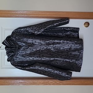 Women's XL Reversible Evening Jacket with Hood Black Flocking and Silver Gray